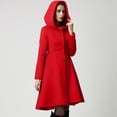 thumbnail image 2 of JINMGG Womens Coats Clearance, Winter Coats for Women Women Wool Bland Long Sleeve Windbreaker Climbing Single Breasted Outdoor Hooded Skirt Cardigan, 2 of 9