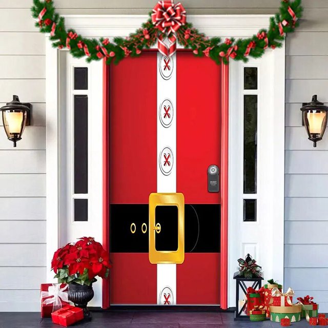 Accesorios de decoración al aire libre de pesadilla antes de Navidad, cubierta de puerta de elfos de Navidad, pancarta de fondo de Navidad de Papá Noel para puerta de casa de fiesta