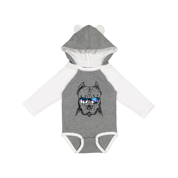 Inktastic Pitbull Sketch Portrait with Sunglasses Boys or Girls Long Sleeve Baby Bodysuit