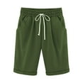 thumbnail image 5 of IDALL Womens Shorts Casual Plus Size Shorts Ladies Casual Pocket Thin Outer Wear Elastic Belt In Trousers Large Size Loose Pants Running Shorts Summer Shorts Army Green L, 5 of 5