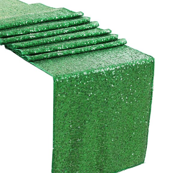 AUQ Table Runner,All-Over Sequin Design Table Cloth for Wedding Party,Elegant Wedding & Party Decoration Table Mats,30*180cm,Green