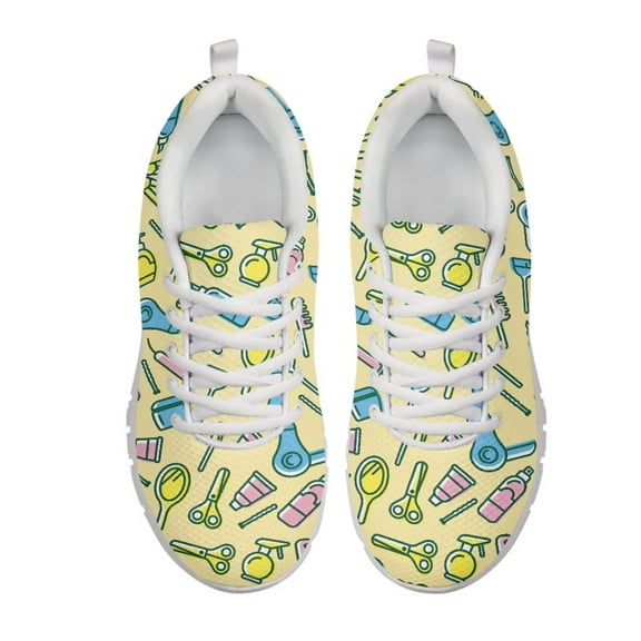 Psesaysky Yellow Printed Running Shoes for Women for Barbers Lightweight Breathable Walking Sneakers Anti-Slip Durable Tennis Shoes for Women