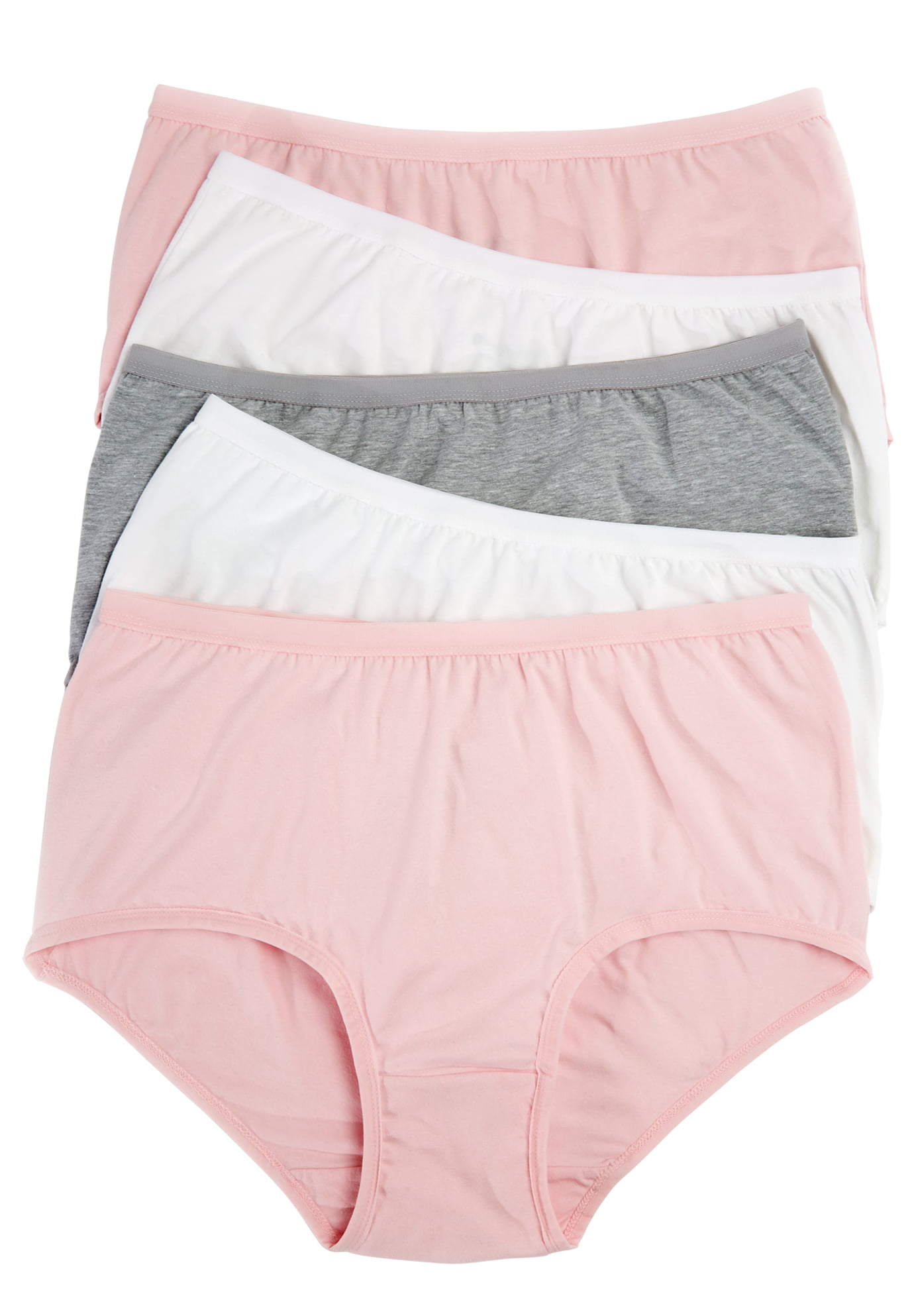 Comfort Choice Comfort Choice Women S Plus Size 5 Pack Stretch Cotton Full Cut Brief Underwear