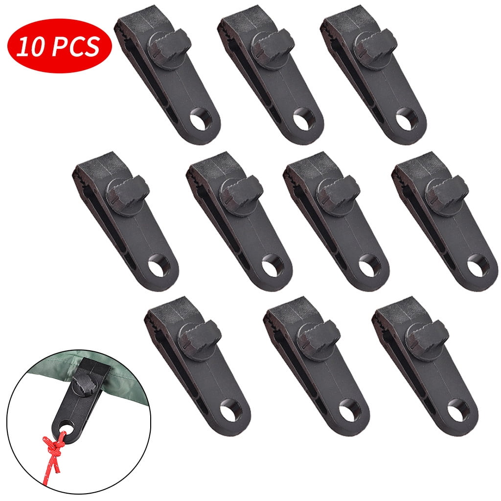 10Pcs Awning Clamp Tarp Clips Snap Hangers Tent Camping Survival Tighten Z87Y