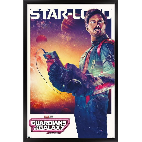 Marvel Guardians of the Galaxy Vol. 3 - Star-Lord One Sheet Wall Poster, 14.725" x 22.375" Framed