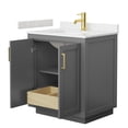 thumbnail image 3 of Wyndham Collection Miranda 30" Wood&Marble Single Bathroom Vanity in Gray/Gold, 3 of 6