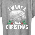 thumbnail image 3 of Instant Message - I Want A Hippopotamus For Christmas - Women's Short Sleeve Graphic T-Shirt, 3 of 6