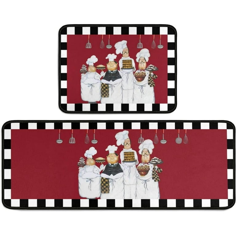 2 Pieces Chef Kitchen Rugs Set Farmhouse Decor Kitchen Mat ，Water