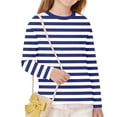 thumbnail image 4 of RRMuAzgs Girls Long Sleeve Tops Color Blocked Striped Crewneck T-Shirts Loose Fit Pullover Shirt for 3-14Years, 4 of 8