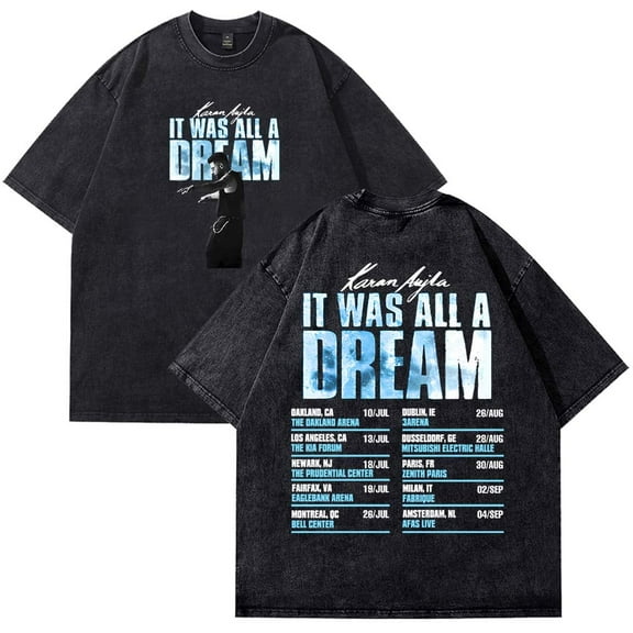 Karan Aujla It was All A Dream Tour 2025 Merch Cotton T-shirt washable T-shirt unisex fashion short sleeved round neck T-shirt