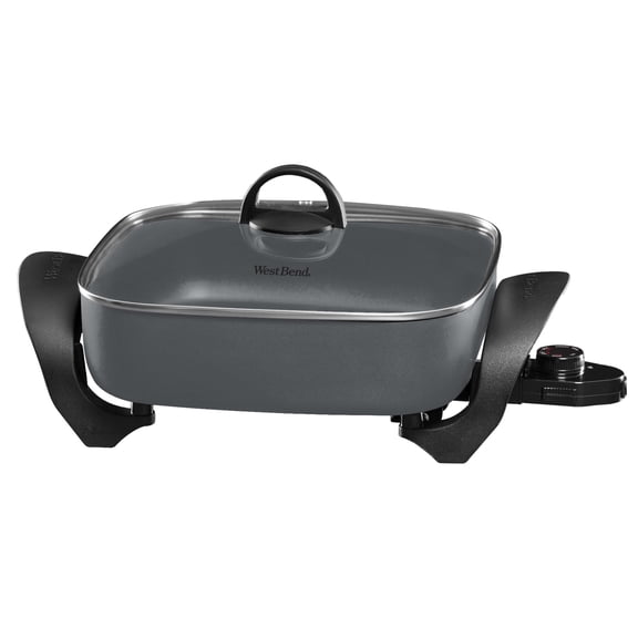 West Bend 12-Inch Family-Sized Electric Skillet with Diamond Shield Scratch-Resistant, Non-Stick Coating, in Gray (SKWB12GY13)