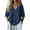 Navy, variant on hoksml Women's Cotton V Neck Blouse, 3/4 Puff Sleeve Crinkle Top, Loose Casual Shirt for Daily and Summer Wear