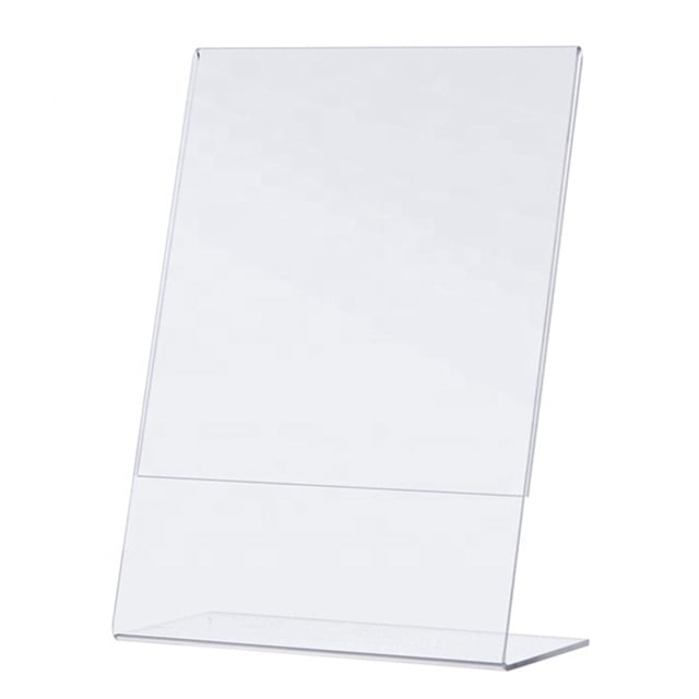 Visland 3Pcs Acrylic Sign Holder Clear Durable Water-Resistant Slanted Table Display Stand for Office Restaurant