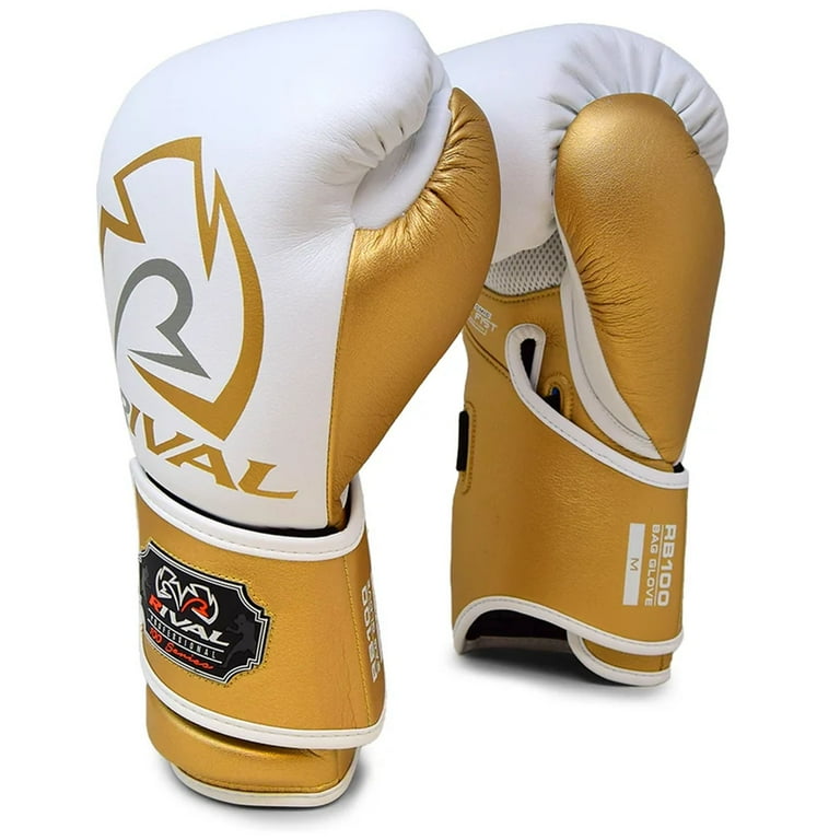 RIVAL Boxing RB100 Professional Bag Glove - Small - White/Gold