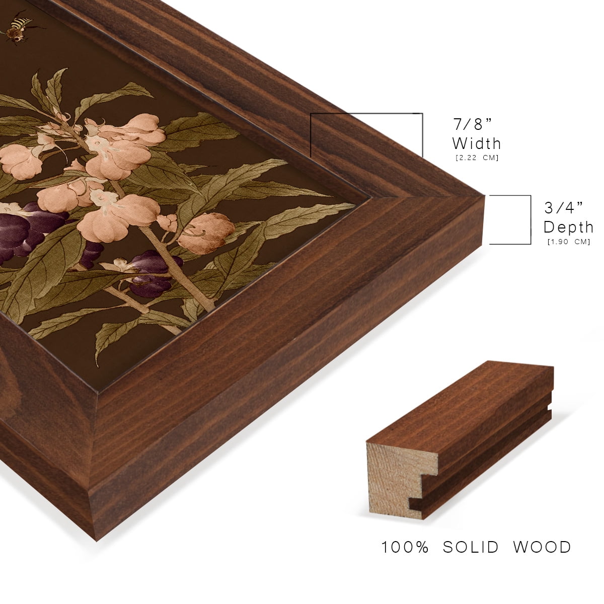 Asian Brocade IV - Framed Print w/glass - Chestnut