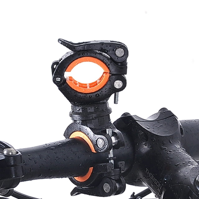 Bicycle Light Clip, 360° Rotation Bike Flashlight Mount Holder, ABS Handlebar Clamp with Rubber Gasket for Riding, Cycling