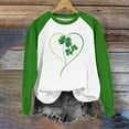 thumbnail image 2 of Saint Patricks Day Outfit Women Green Raglan Shirt Long Sleeve Shamrock Heart Print Shirts Crewneck Pullover Tops Irish Sweatshirt, 2 of 5