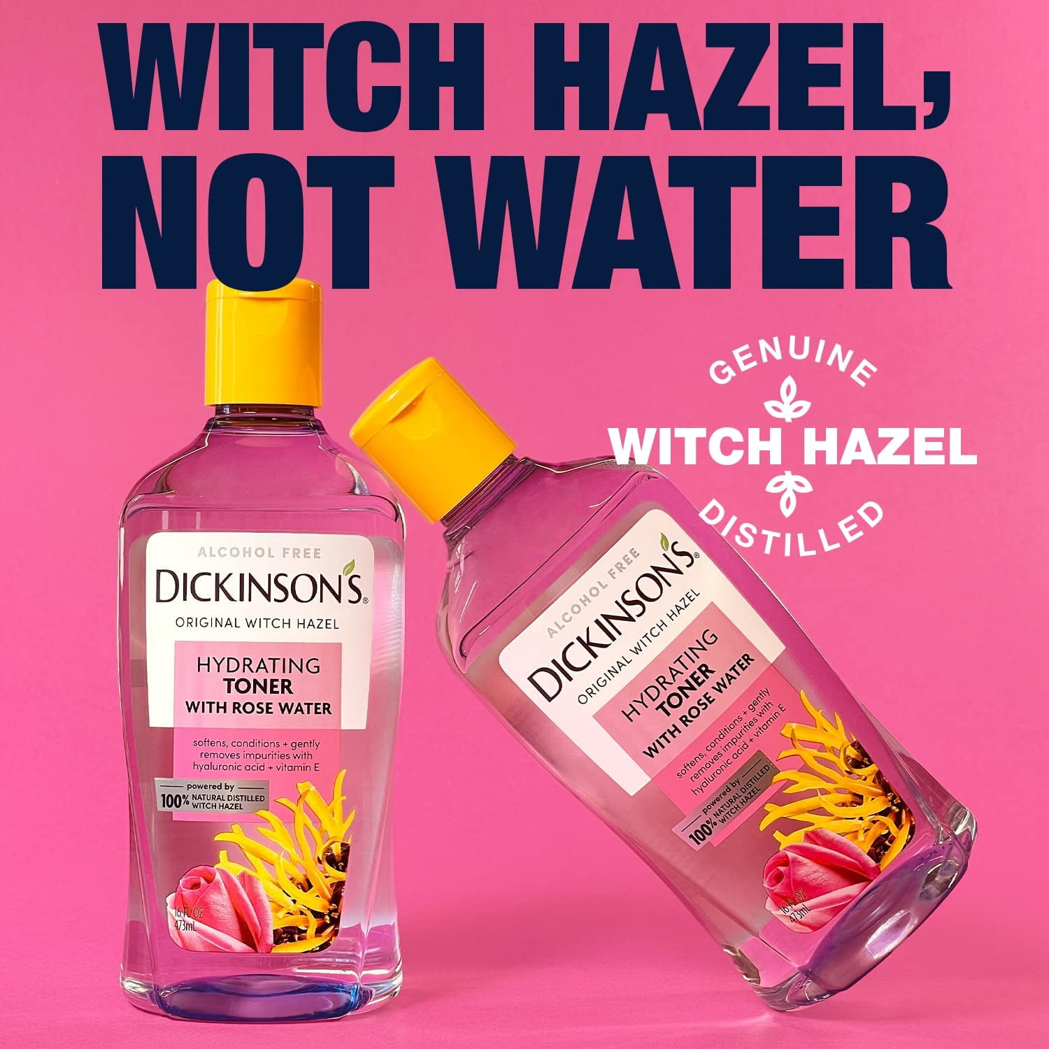 Dickinson's Hydrating Witch Hazel Toner with Rosewater, Alcohol Free, 16 fl oz