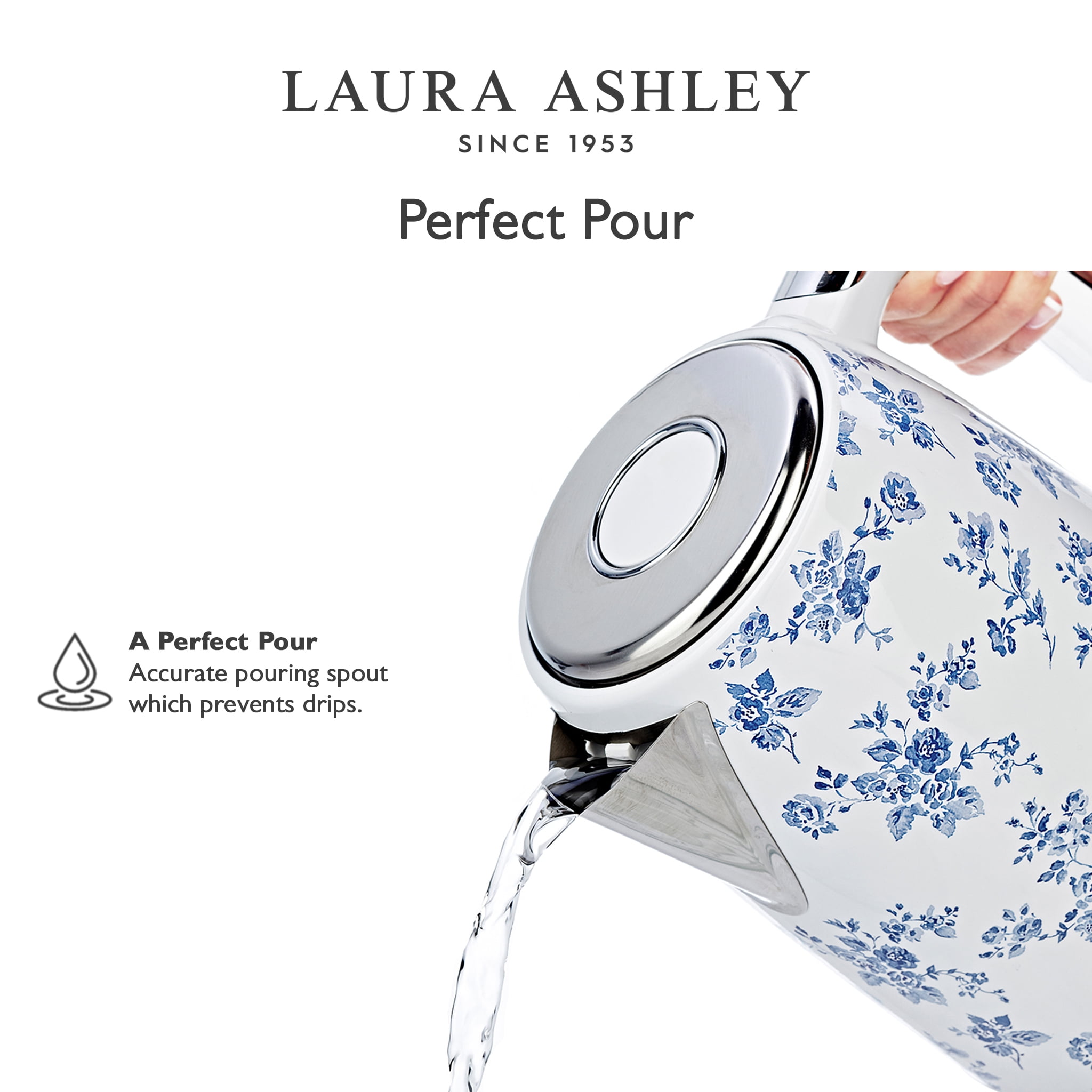 Laura Ashley 17 Liter Electric Jug Kettles, China Rose with Temperature Control