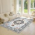thumbnail image 4 of MJIAexp 5'x7' Vintage Boho Area Rug Washable Area Rug for Living Room Non-Slip Distressed Accent Rug Faux Wool Bedroom Rug Floor Carpet for Dining Room Bedroom Kitchen Entryway Office Blue, 4 of 10