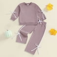 thumbnail image 2 of Futezty Toddler Boys Girls Clothes Fall Winter Outfit Sets, Baby Outfits Long Sleeved Crew Neck Bow Pattern Stretch 0 6 12 18 24 Months 2T 3T 4T 2Pcs Set Top and Pants, 2 of 5