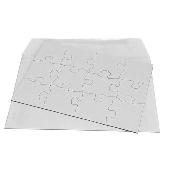 Inovart 2740 5.5 x 8 in. Puzzle-It Puzzles Blancs avec Enveloppes & 8 Puzzles par Pack&44; Blanc - 12 Pièces