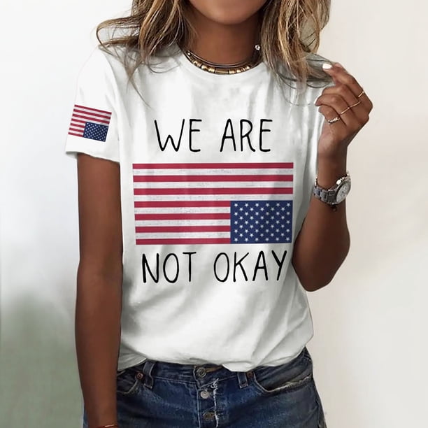 MKLEKYY Playeras Mujer Camisa De Manga Corta Con Cuello Redondo Y Estampado Liso Informal Para Mujer Talla M