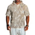 thumbnail image 2 of UDAUDU Men's Short Sleeve Hoodie Camo Breathable Lightweight Short Sleeve Hooded Athletic Fall Trendy Sweatshirt Khaki S, 2 of 8
