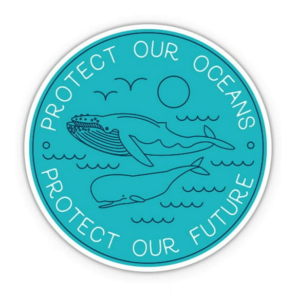 Protect Our Oceans - 3" Vinyl Sticker - For Car Laptop I-Pad Phone Helmet Hard Hat - Waterproof Decal