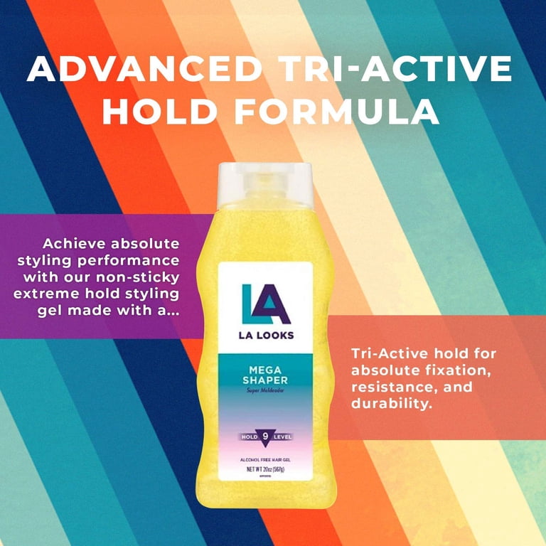 LA Looks Hair Slick Styling Gel, Mega Shaper Hold, Level 9, 20 oz