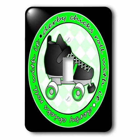 Honor Roll Skate 3dRose Derby Chicks Roll With It Green and Black with Black Roller Skate - Single Toggle Switch (lsp_28516_1) ()