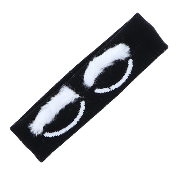 Motique Accessories Girls Stretchy Knit Headband with Eyes and Fuzzy Eyebrows-Black