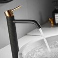 thumbnail image 3 of Grifo para lavabo de baño, grifo mezclador monomando, grifo para lavabo de baño, agua fría y caliente disponible, negro y dorado, 3 of 5
