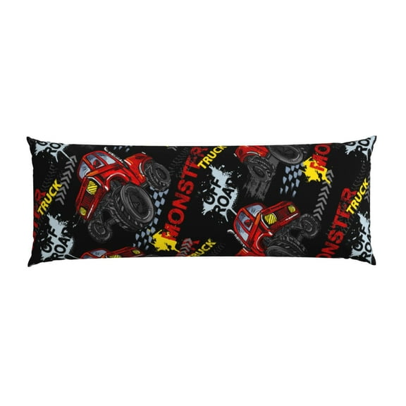 PAYOHTO Boy Truck Red Car Long Body Pillowcase 20x60 inch Premium Plush Fabric with Hidden Zipper