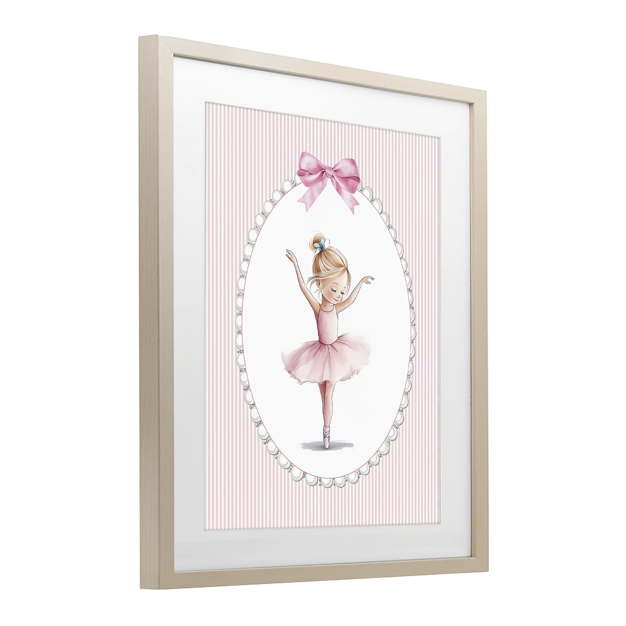 Stupell Industries Dance Pink Ballerina Birch Framed Print Under Glass, design by Christine Simpson Art