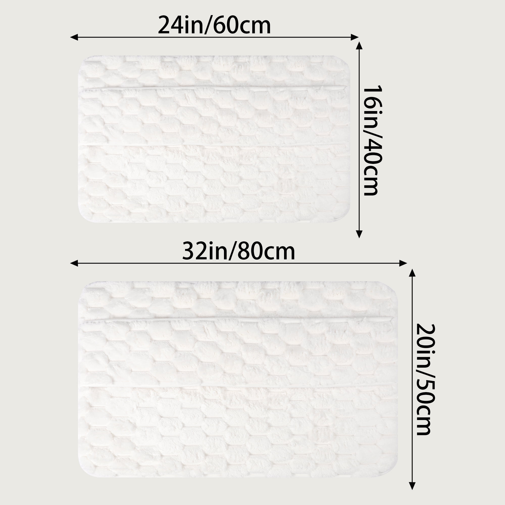 Unique Bargains Soft Absorbent Non-Slip Washable Bath Mat White 16" x 24"