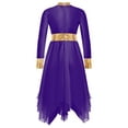 thumbnail image 2 of IEFIEL Kids Girls Liturgical Praise Dance Dress Bronzing Cross Pattern Print Lyrical Worship Dancewear Purple-A 10, 2 of 6