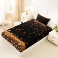 thumbnail image 5 of Homewish Black Orange Twin Sheets, Diamonds Sequins Print Bedding for Girls, 3pcs (1 Flat Sheet, 1 Fitted Sheet and 1 Pillowcase), 5 of 6