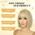 thumbnail image 6 of 【Natural Look】PHOCAS Blonde Bob Wig with Bangs, Heat Resistant Synthetic Short Wig for Women, Daily Wear 10 Inch, 6 of 10