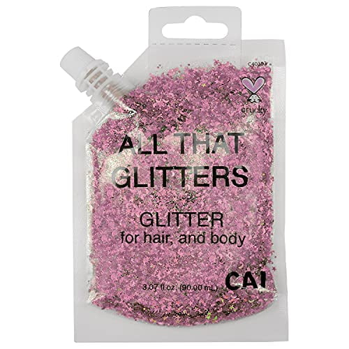 CAI BEAUTY NYC Pink Glitter | Easy to Apply, Easy to Remove Chunky Glitter for Body, Face and Hair | Bag Pouch | Holographic Cosmetic Grade Glamour - CAI BEAUTY NYC Pink Glitter | Easy to Apply, Easy to Remove Chunky Glitter for Body, Face and Hair | Bag Pouch | Holographic Cosmetic Grade Glamour -