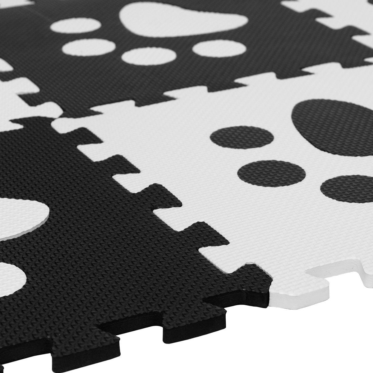 12" Kids Baby Interlocking Floor Mat EVA Foam 12pcs Black White