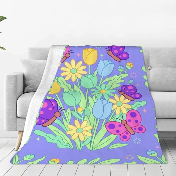 Flowers Theme Blanket for Women Men, Blanket for Her,Him, Gift for Holiaday, Couch, Bed 50x40