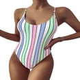 thumbnail image 1 of Women‘s Striped One-piece Swimsuit Color Blocking Sling Swimwear, 1 of 4