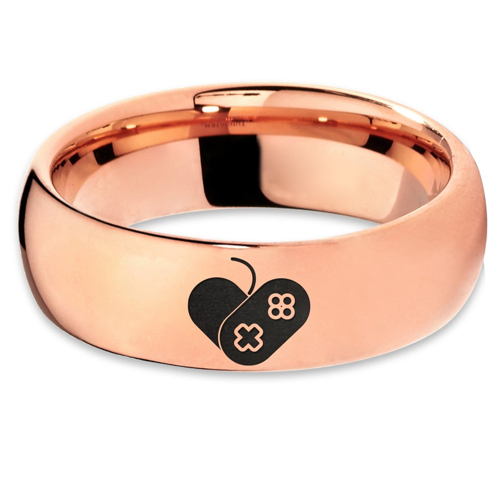 Tungsten Gaming Gamer Video Game Love Heart Emoji Band Ring 7mm