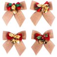 thumbnail image 4 of Lazos de Navidad Campanas 8 cm Lazo escocés Lazo de yute navideño Decoraciones para árboles de Navidad Adorno para árbol de Navidad Estilo 2-Beige caqui, 4 of 4