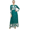 thumbnail image 2 of Bimba Women's Casual Floral Digital Green Printed Long Maxi Designer Dress-24, 2 of 5