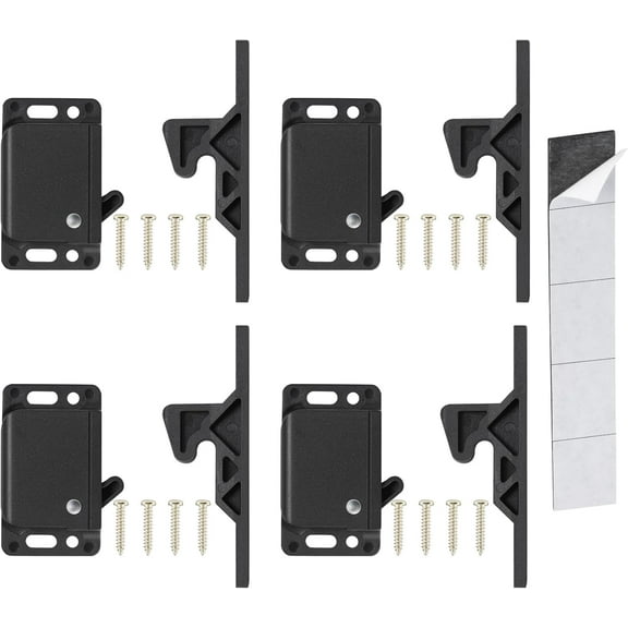 RV Drawer Latches and Catches, 8 Pack RV Cabinet Door Latches and Catches, 10 LBS Pull Force Latch for RV Camper Motor Trailor Home Office Cabinet Drawer, with Mounting Screws and Double-Sided Tape