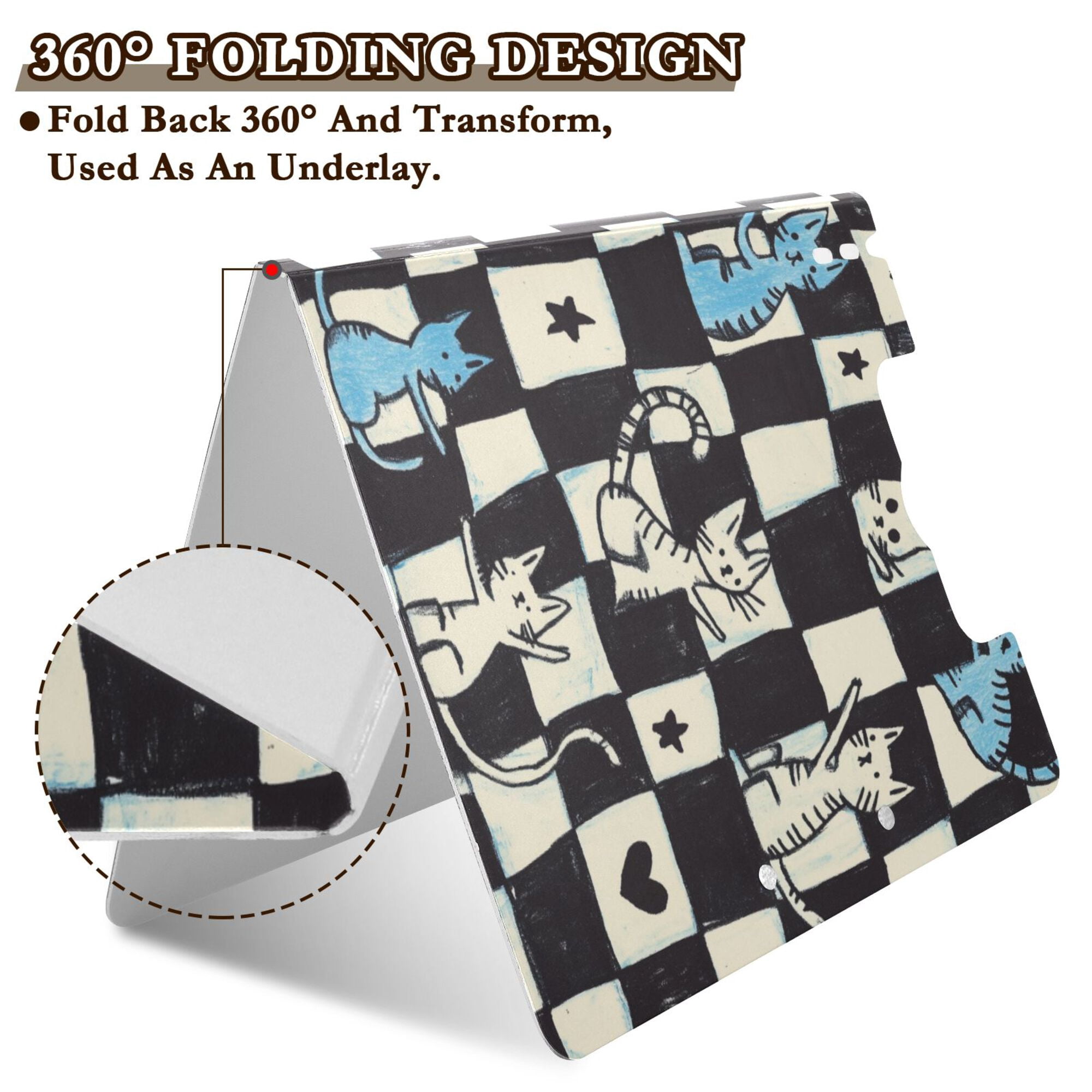 FORMRS A4 Clipboard Folder with Pen Holder Horizontal Foldable School Office Binder, Blue and White Cat