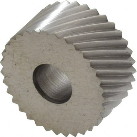 

Made in USA 3/4 Diam 90° Tooth Angle 16 TPI Standard (Shape) Form Type Cobalt Right-Hand Diagonal Knurl Wheel 3/8 Face Width 1/4 Hole Circular Pitch 30° Helix Bright Finish Series KP
