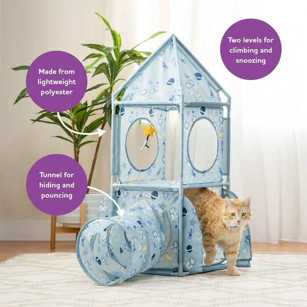 Vibrant Life Pop Open Space Rocket Cat Tower, Blue, O/S - Walmart